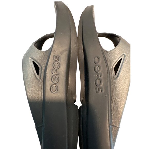 Oofos Ooriginal Thong Sandals Mens Size 8 Black With Gray Logo Recovery Footwear - Picture 9 of 12